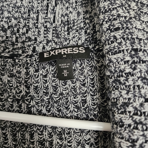 Express Black and White Open Shawl Collar Cardigan - Picture 3 of 3